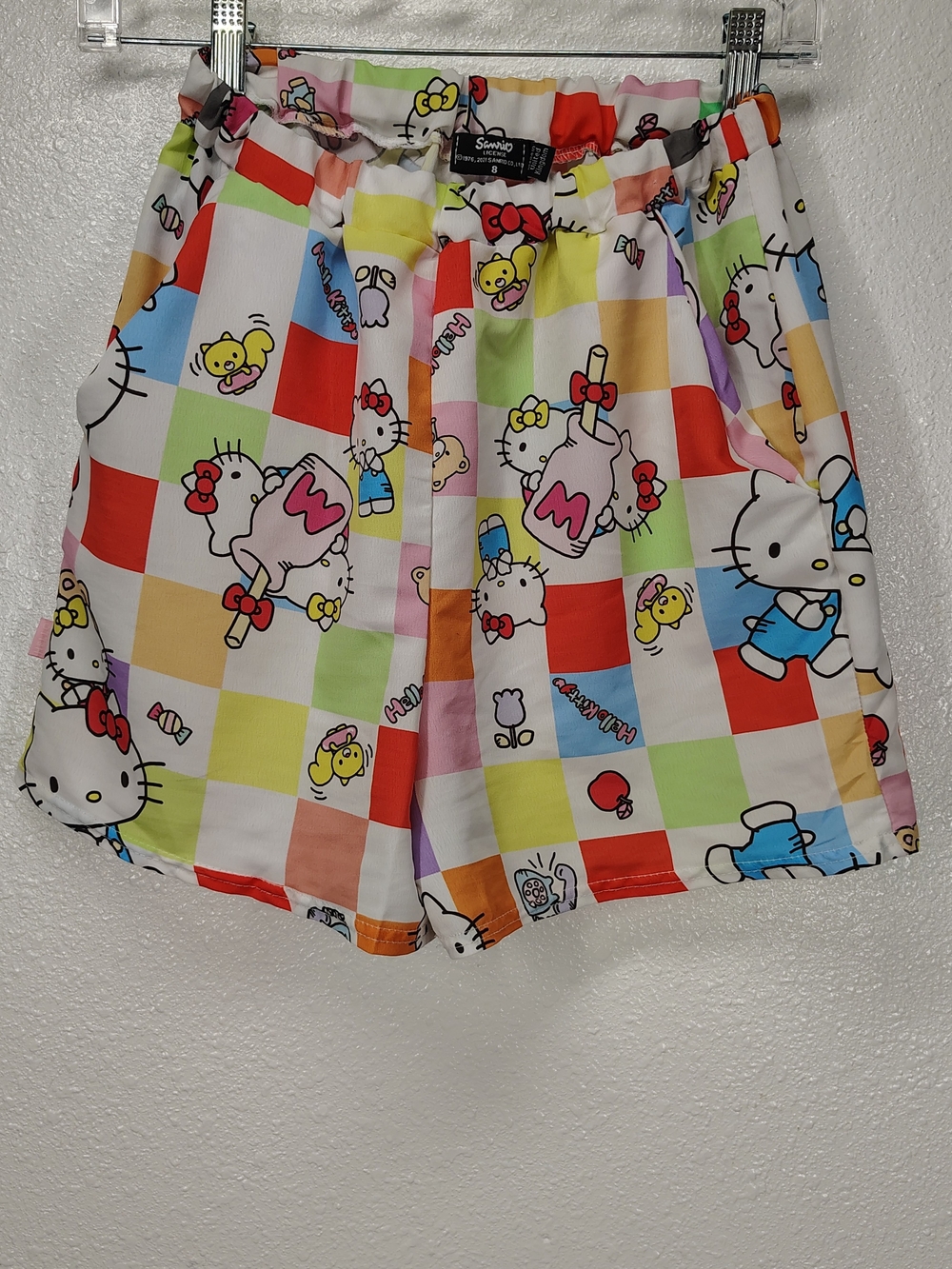 Sanrio Licensed Hello Kitty Checkerboard Sleep Shorts, Girls Size 8